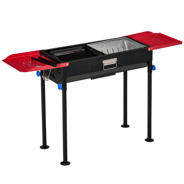Barbecue a Carbone Carbonella 120x31x60-70 cm con Griglia e Teglia Nero sconto