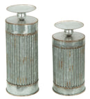 Portacandele Illinois Coppia Ø12,5x25-12,5x31 cm in Ferro Argento