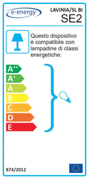 Saliscendi D50 1xE27 Montatura Bianca Vetro Lastra Bianco E-Energy Lavinia