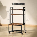 Carrello Porta Stampante a 4 Livelli 55x37.5x100 cm con Prese di Corrente Telaio in Metallo Marrone  