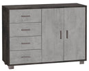 Madia 2 Ante 4 Cassetti 116x86x41 cm Ossido Nero/Cemento
