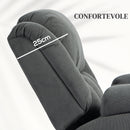 Poltrona Alzapersona Massaggiante e Reclinabile 93x104x105 cm con Telecomando in Tessuto Effetto Velluto Grigio  