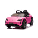 Macchina Elettrica per Bambini Porsche Taycan Turbo S 12V con Telecomando Bluetooth Luci LED e Tappetini Rosa