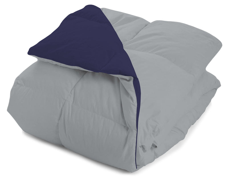 Piumino in Piuma di Anatra 350gr Doubleface Blu Scuro\/Grigio Chiaro