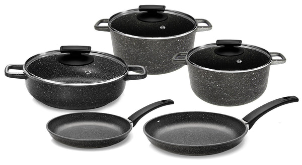 Batteria di Pentole 8 Pezzi in Alluminio Pressofuso Antiaderente Olympia Hard Cook sconto