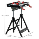 Banco di Lavoro Pieghevole 55x50x108 cm in Metallo e Alluminio Nero