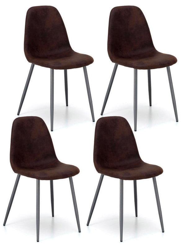 Set 4 Sedie 44x50xH84 cm in Similpelle Brigitte Moka Vintage online