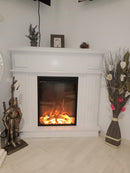 Camino Elettrico da Pavimento ad Angolo 100x100x50 cm Effetto Fiamma 1500W Marina angolo & Miriam Bianco