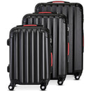 Set 3 Valigie Trolley Rigide da Viaggio Easy Roll Angoli Rinfornzati in ABS Nero  