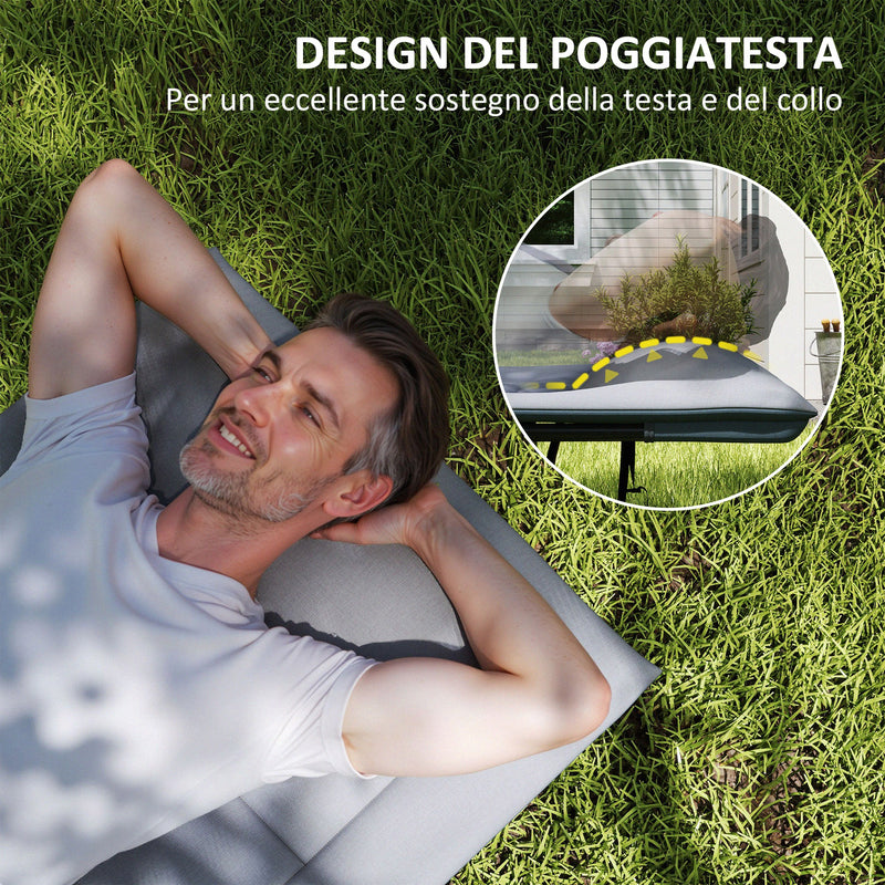 Lettino da Campeggio Pieghevole 187x67x37 cm per Adulti con Cuscino Integrato Grigio   