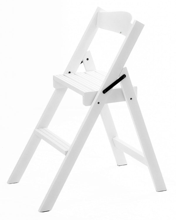 sconto Sedia Scala Pieghevole 51x41xh75 cm in Legno Faggio Massello Bianco Laccato