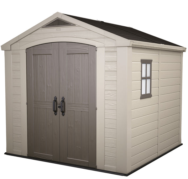 Casetta da Giardino con Mensole 256,5x255x243 cm Keter Factor 8x8 in Polipropilene Rinforzato Beige prezzo