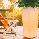 Vaso Quadrato Luminoso da Giardino Solare Autoricaricabile 38x38x86 cm in Polietilene Sined Solar 86 Bianco