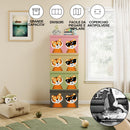 Box Contenitore per Giocattoli 62,5x31,5x40 cm Pieghevole Doppio Scomparto 80L Design Animali in Tessuto Oxford Rosa      
