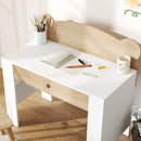 Set Scrivania 80x41x74,5 cm per Bambini 3-8 Anni con Cassetto e Sedia con Schienale a Orsetto in MDF e Legno di Pino Color Legno      