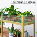 Fioriera Rettangolare 110x50x80 cm da 118L con 2 Fori di Drenaggio e Pareti Trasparenti in Legno di Abete  