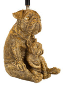 Lampada da Tavolo Dog Ø26x43,8 cm in Resina e Ferro e Tessuto Oro e Nero      