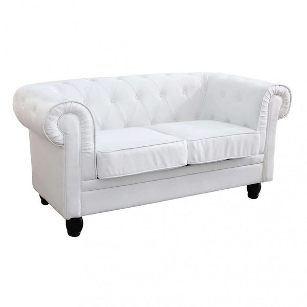 prezzo Divano 2 Posti Chesterfield 152x74x82 h cm in Similpelle Bianco