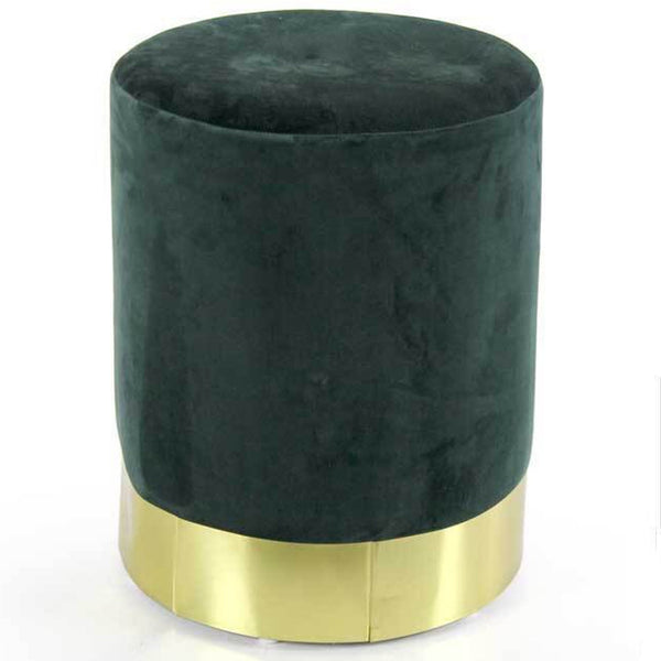 sconto Pouf Poggiapiedi 31x31x38 cm in Metallo MDF e Tessuto Velluto Verde Scuro
