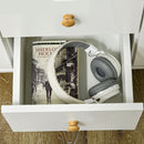 Credenza Moderna Mobile Basso 90x32x80 cm con 3 Cassetti e 2 Armadietti in Truciolato e Legno Bianco   