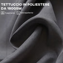 Ombrellone Doppio a 12 Stecche 455x265x238 cm con Base a Croce e Manovella in Acciaio e Poliestere Grigio      