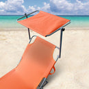 Lettino Prendisole Pieghevole con Schienale Regolabile e Parasole Arancio