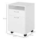 Cassettiera Portadocumenti da Ufficio in Legno con 2 Cassetti e Ruote Bianco 40x35x60 cm 