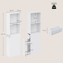 Mobiletto da Bagno Slim Salvaspazio 18x40x135 cm con Ruote e Cassetto in MDF Bianco      