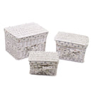 Set 3 Scatole in vimini spaccato jack biancorettangolare 