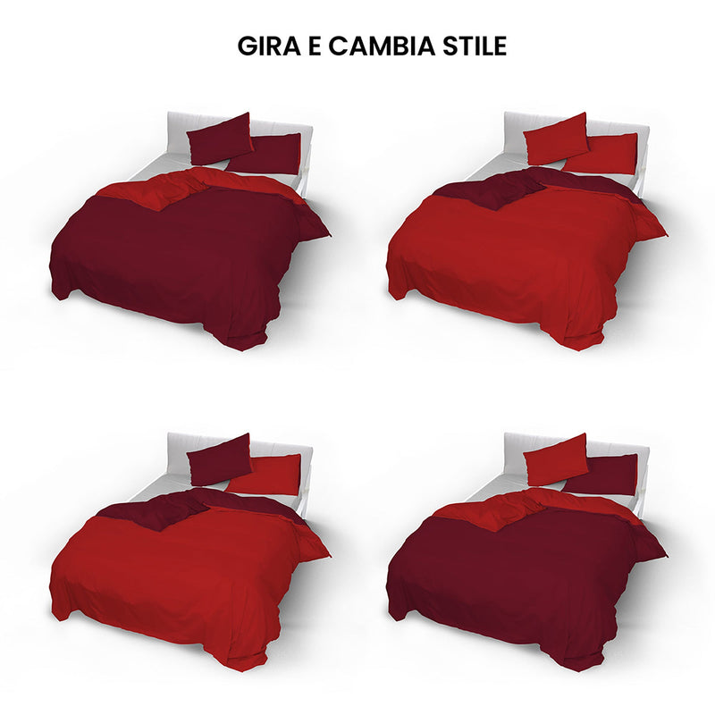 Copripiumino con Sacco e Federe Doubleface Rosso\/Bordeaux
