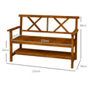 Panchina da Giardino 2 Posti in Legno con Ripiano e Braccioli 125x58x88cm Legno