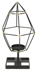Portacandele Bright Piramid 15x13x29 cm in Ferro Nero e Oro