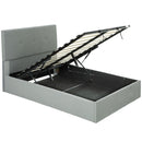 Letto a 1 Piazza e Mezza Contenitore 195x141x106 cm con Spazio a Scomparsa e Testiera Vellutata a Trapunta in Legno e Metallo Grigio      