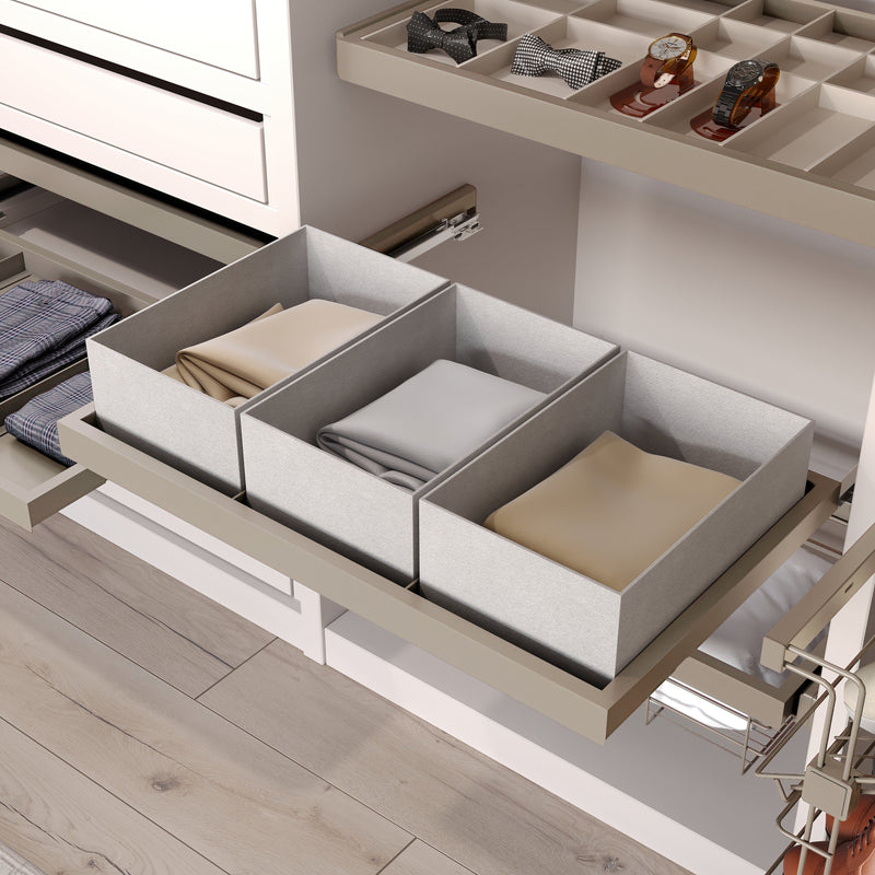 Kit 3 Cestelli e Vassoio per Amadio Regolabile 900 mm Emuca Grigio Pietra