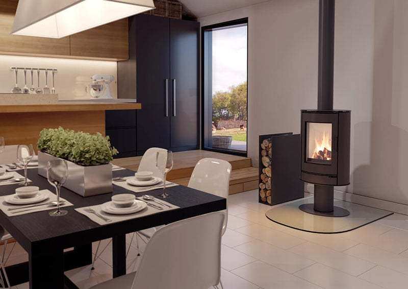 Stufa a Legna 5,5/10,5KW Piastrellata in Acciaio Flig Springfield Plus Bianca