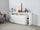 Credenza con 3 Ante e Ripiani in Vetro a Giorno 200x40x80 cm Essential 3A Bianco Lucido