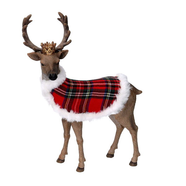 prezzo Renna resina con mantello scozzese e corona naturale cm 25,8x12,1xh34,8