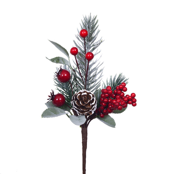 online Set 24 Pick Bacche con Abete H20 cm Rosso