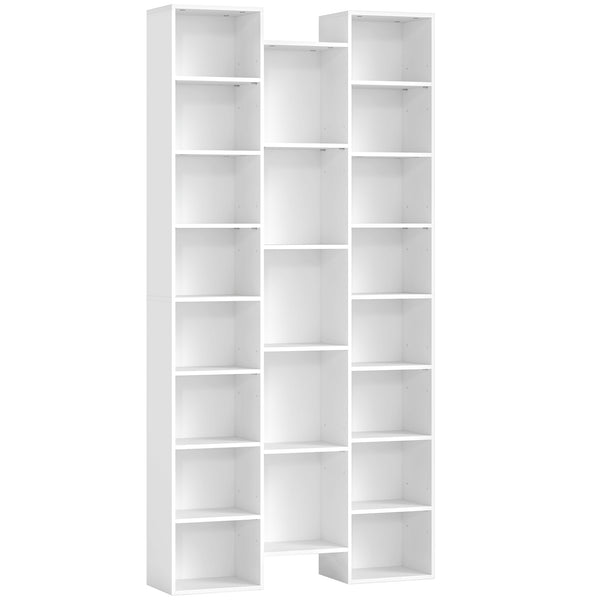 acquista Libreria Moderna 89,5x23,5x181 cm con 21 Scomparti e 10 Ripiani Regolabili in Legno Bianco