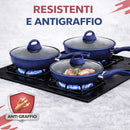 Set 6 Pezzi Padelle con Coperchio 20-24-28 cm in Alluminio Blu      