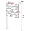 Cassetta Postale 160x60x17 cm 10 Posti con Supporto in Metallo Antracite