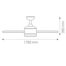 Ventilatore da Soffitto 3 Pale in Legno Ø178 cm 5 Velocità Sulion Taunus