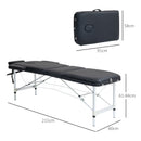 Lettino da Massaggio Fisioterapia Pieghevole Altezza Regolabile 215x60x61-84 cm Struttura in Alluminio Nero 