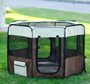 Box Recinto per Cani Pieghevole in Oxford Marrone-crema Ø116x71 cm 