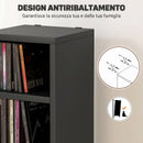 Mobile Libreria Porta CD a 12 Ripiani 21x20x175 cm per 204 CD in MDF e Truciolato Nero      