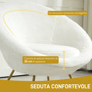 Poltrona Moderna da Camera in Finta Pelliccia con Gambe in Metallo 75x66x79 cm Bianco 