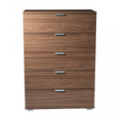 Mobiletto 5 Cassetti Tinta Noce 75x38x103 h cm in Truciolare bilaminato Marrone