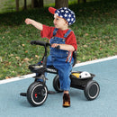 Triciclo per Bambini 2-5 Anni Bicicletta per Bambini con Seduta Regolabile Cestino e Parafango 80x48x63 cm in Acciaio e PP Nero      