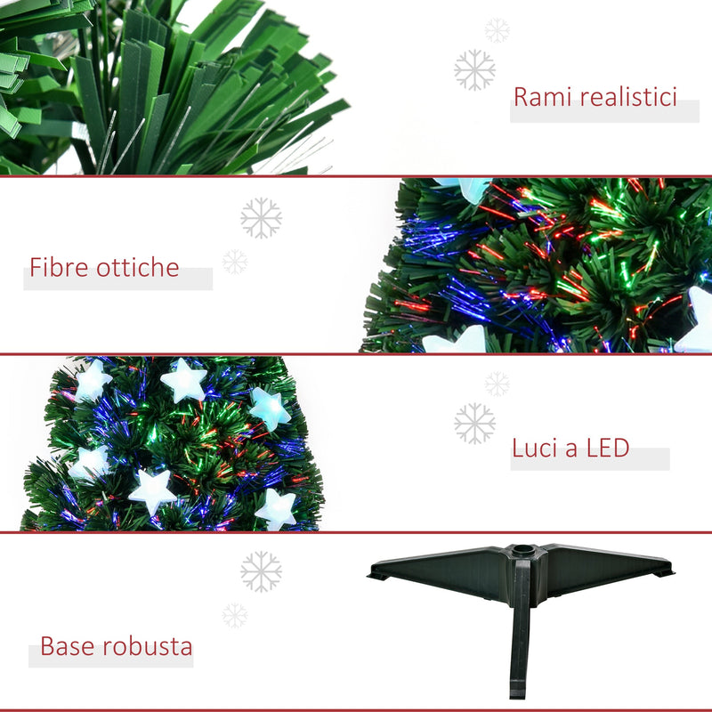 Albero di Natale Artificiale 90 cm 90 Rami in PVC e Fibra Ottica con 12 LED 