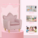 Poltrona per Bambini 50,2x41,9x57,8 cm con Schienale a Corona in Tessuto Effetto Velluto Rosa  